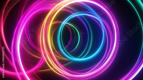 Radiating Neon Light Burst, futuristic flashes, Motion lights, Colorful Streaks on Dark Background