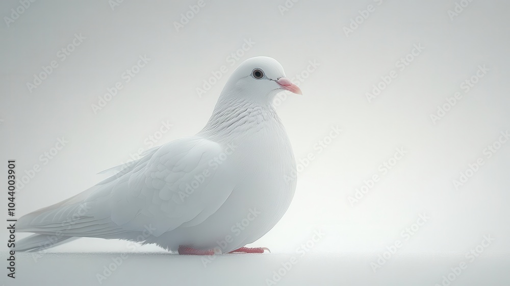 white dove gracefully perched on a plain white background showcasing delicate feathers and a serene expression symbolizing peace and purity white dove gracefully perched on a plain white background showcasing delicate feathers and a serene expression symbolizing peace and purity