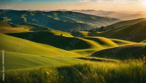 Panoramic view of endless grassy hills