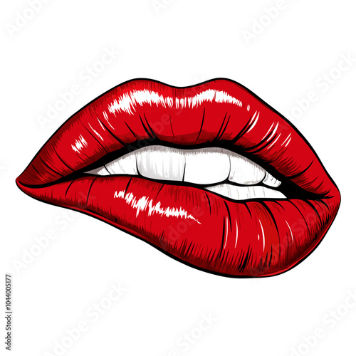 Realistic lips illustration on a isolated white background (7)