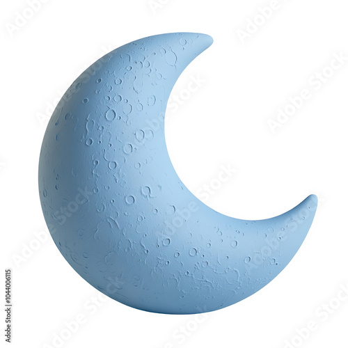 Blue moon 3d icon PNG, cartoon style minimal on transparent, isolate on white background