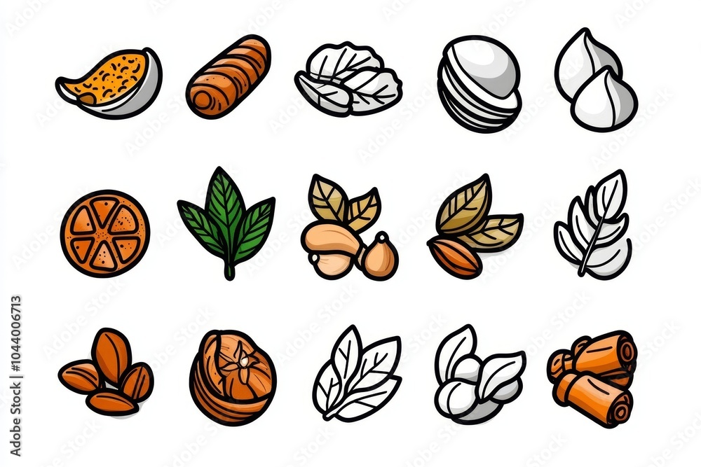 Minimalist outline of herbs and spices, with soft lines representing the essential seasonings for cooking Minimalist outline of herbs and spices, with soft lines representing the essential seasonings for cooking