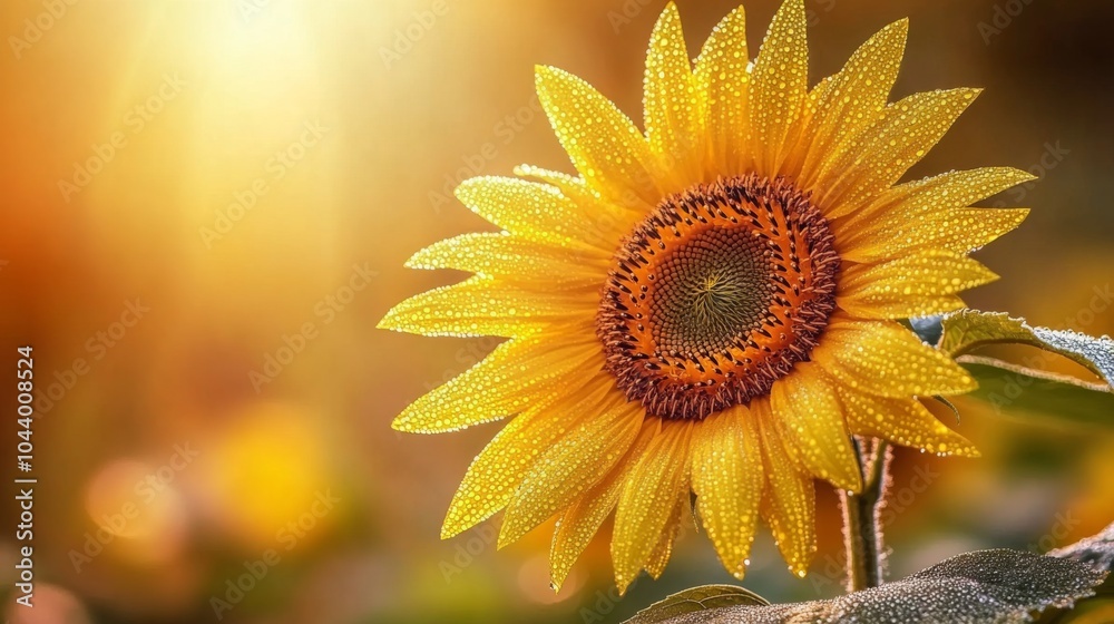 Fototapeta premium Bright Sunflower Bathed in Golden Light