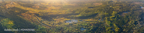 Aerial Of Open Cut Mine And Tailings In northern Ontario Canada