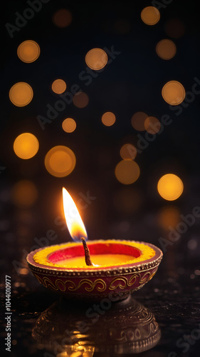 Diya on dark Bokeh background 