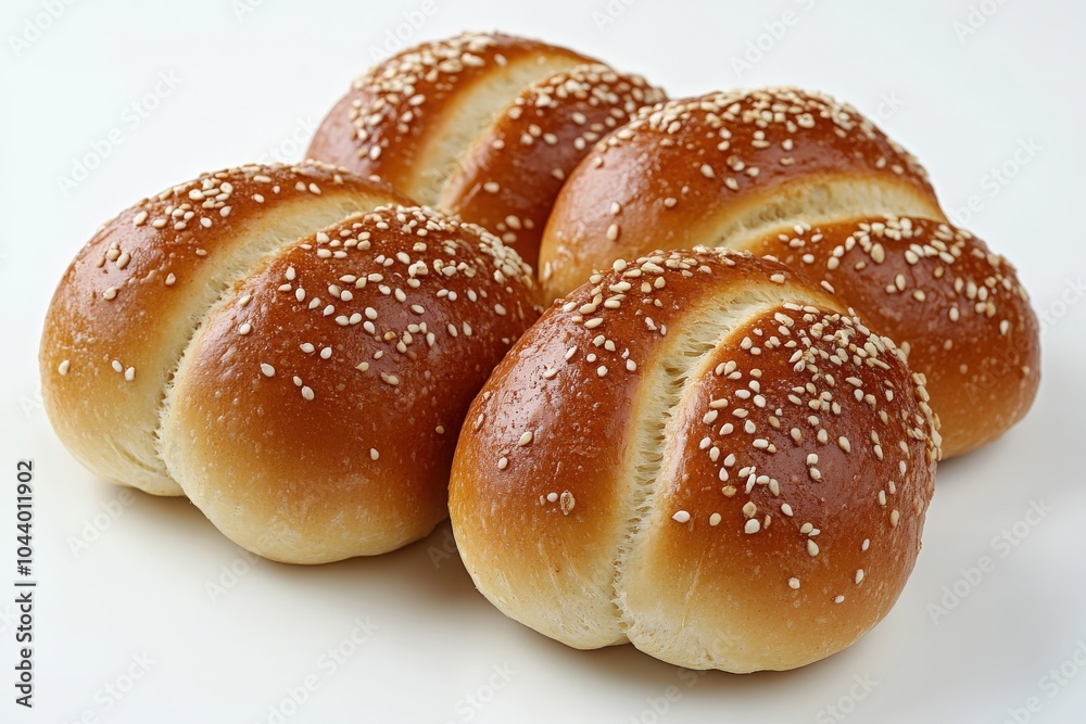Kaiser Rolls on Table. Delicious Whole Grain Meal with White Wheat Crust Kaiser Rolls on Table. Delicious Whole Grain Meal with White Wheat Crust