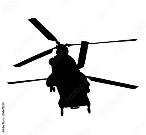 A silhouette of a military helicopter