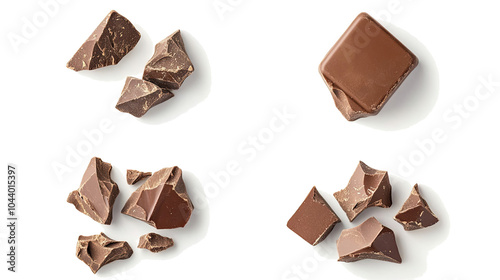 Organic Broken Chocolate Pieces on Transparent Background Generative AI