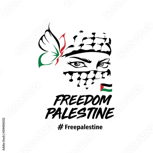 Free Palestine Poster, Design Palestine t-shirt Keffiyeh Scarf Mask Icon Logo Concept Illustration