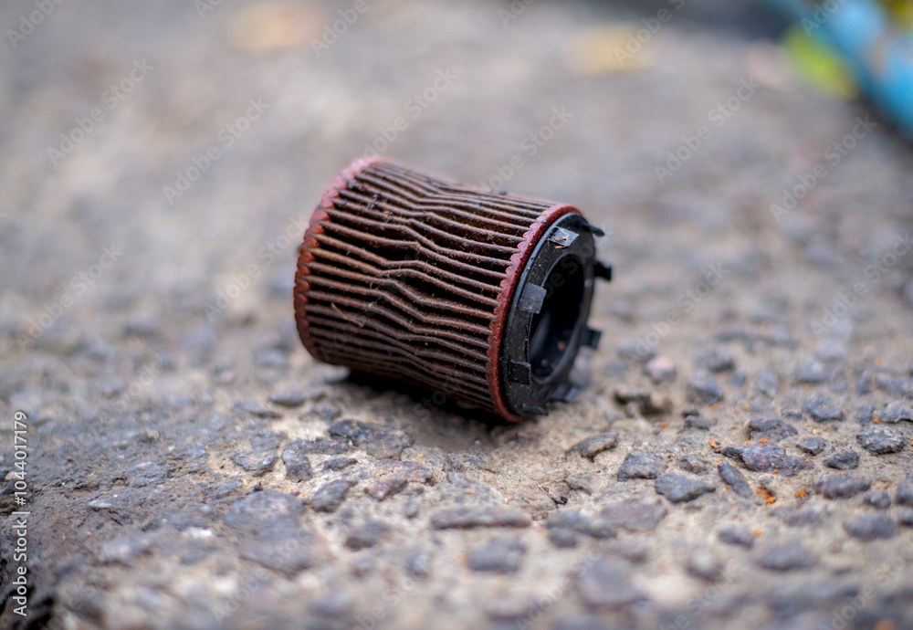 Photo of used paper fuel filter element