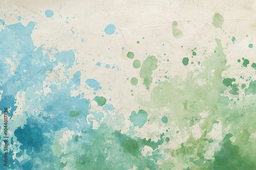 Vibrant splashes of light blue and green paint on natural paper create a captivating abstract design in an artistic setting Vibrant splashes of light blue and green paint on natural paper create a captivating abstract design in an artistic setting
