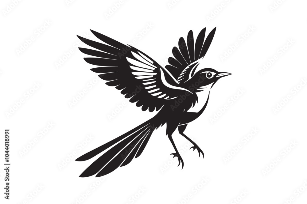 Fototapeta premium Mockingbird silhouette vector illustration, Mockingbird silhouette vector