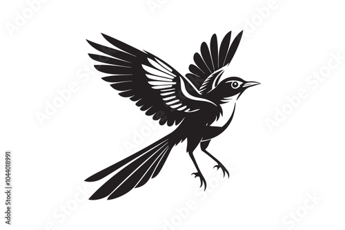 Mockingbird silhouette vector illustration, Mockingbird silhouette vector