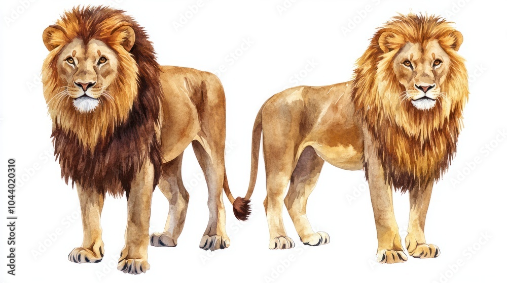 Safari Lion watercolor illustration, safari animals clipart Safari Lion watercolor illustration, safari animals clipart