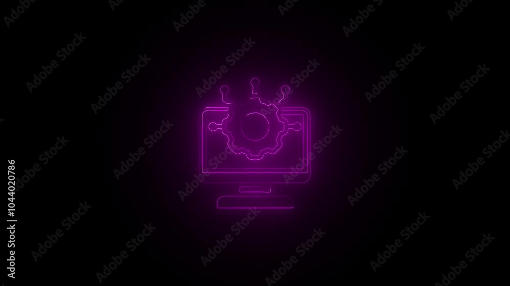 Automated system neon icon in line style. Automation, electronic control symbol.
