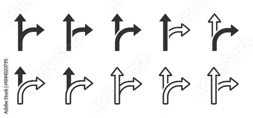 Choice vector icons. Alternate Route line and filled flat design concepts. Choice vector icon.  Alternate Route line and filled icon