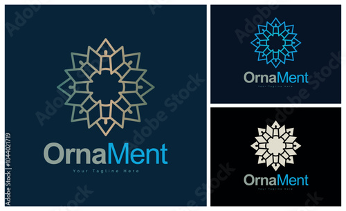 ornament pattern colourful set modern luxury art and craft logo template design