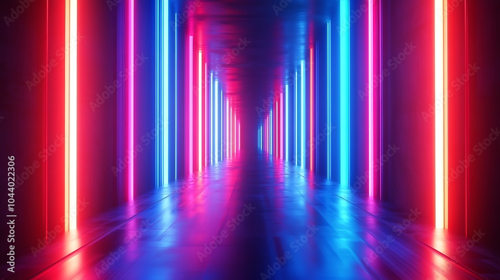 Radiating Neon Light Burst, futuristic flashes, Motion lights,  Colorful Streaks on Dark Background