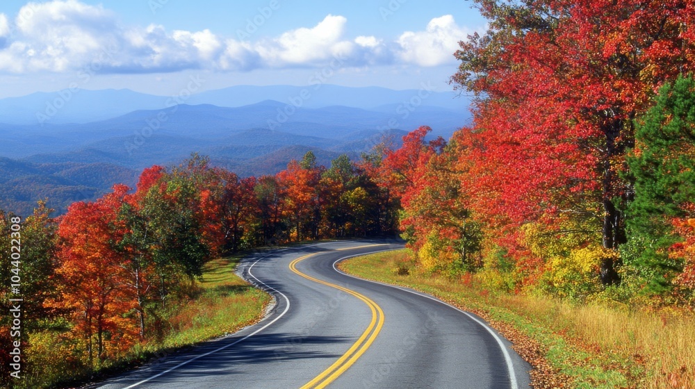 Naklejka premium Scenic Autumn Road with Colorful Foliage