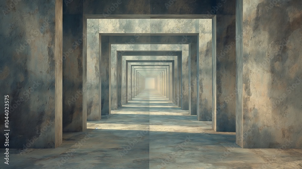 Obraz premium Abstract infinite corridor with geometric patterns for interior design and architecture