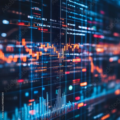 Trading digital graphs depicting stock market fluctuations in real time