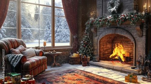 Cozy Winter Fireplace photo