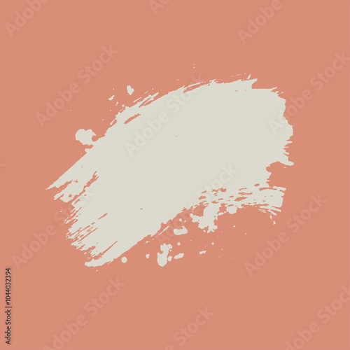 A bold off white paintbrush stroke on a peach background, ideal for design projects, digital art, or graphic templates. The simple artistic style is perfect for branding, presentations. 