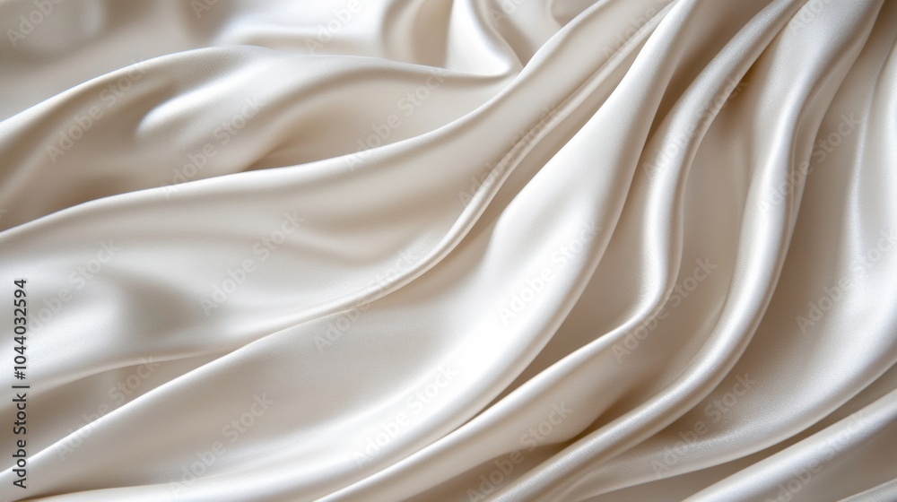 Obraz premium Luxurious ivory silk fabric with elegant flowing folds, AI
