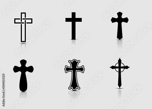 christian cross set vector and illustration for icon decoration object element