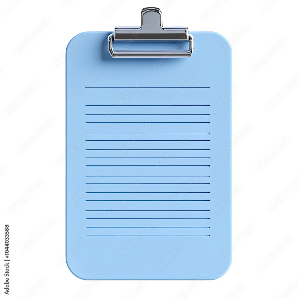 A blue clipboard 3d icon PNG, cartoon style minimal on transparent, isolate on white background