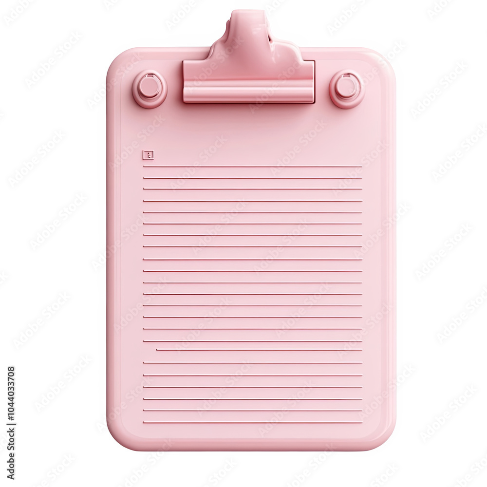 Pink clipboard 3d icon PNG, cartoon style minimal on transparent, isolate on white background