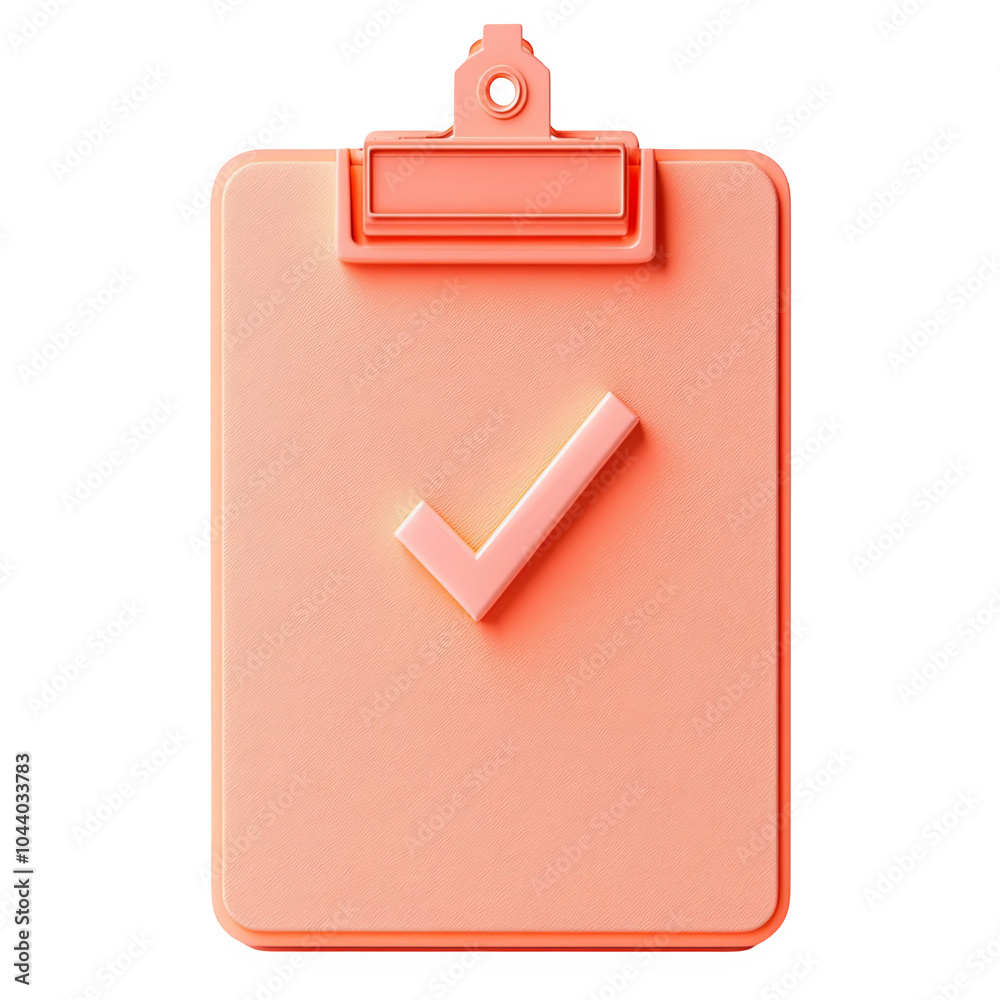Red clipboard 3d icon PNG, cartoon style minimal on transparent, isolate on white background