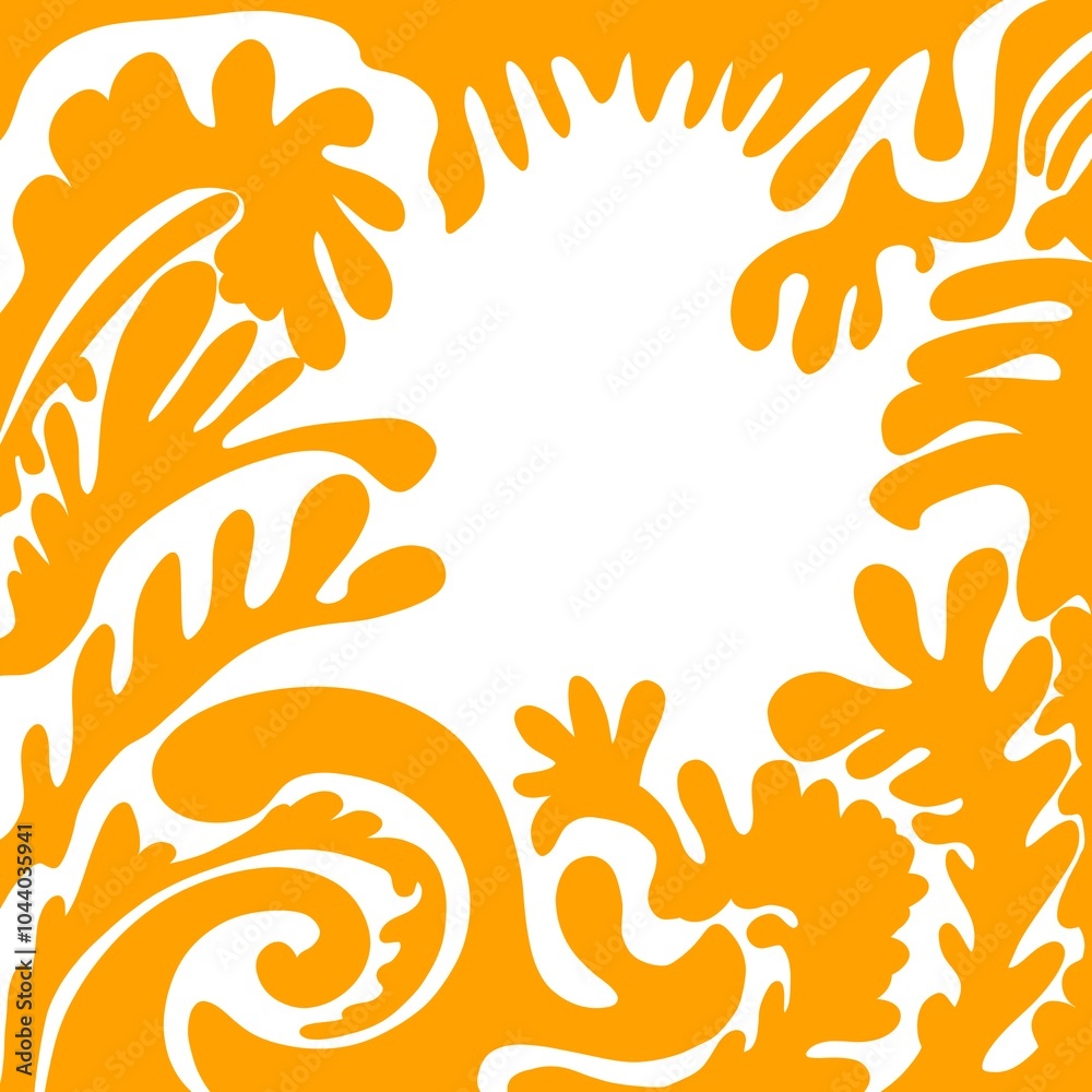 Naklejka premium Cornice disegnata colorata quadrata grafica sondo bianco floreale botanica
