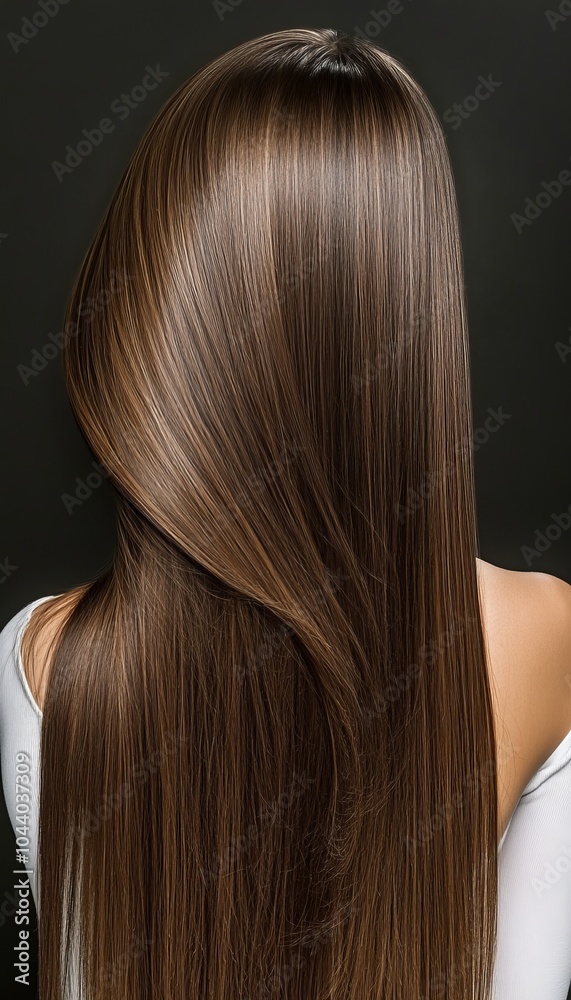 Naklejka premium Beautiful Long Straight Brown Hair. Hair Styling. Fashion, Beauty and Health Care Concept.