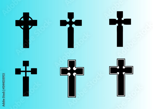 christian cross set vector and illustration for icon decoration object element