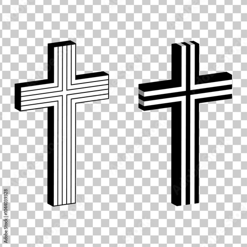 christian cross set vector and illustration for icon decoration object element