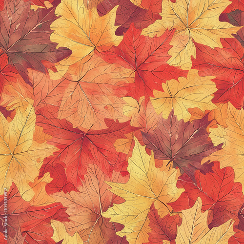 A stunning pattern of vibrant autumn leaves in shades of red, orange, and yellow.