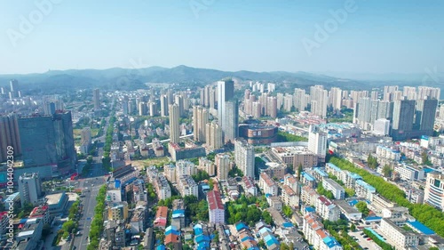 City Landmark Chuzhou City Panorama Suning Plaza 4K Aerial Photography photo