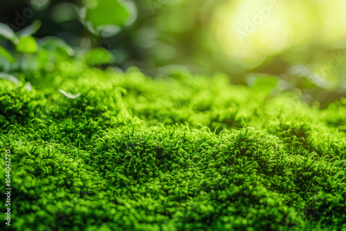 Close up of green moss in nature background.