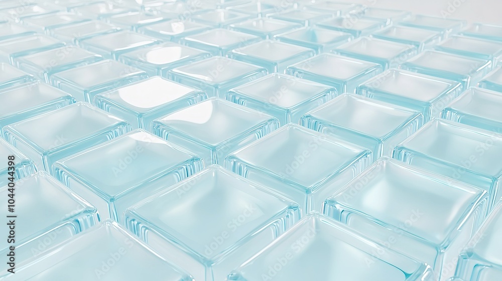 A close-up view of translucent blue glass blocks arranged in a grid pattern, reflecting light in a modern interior space A close-up view of translucent blue glass blocks arranged in a grid pattern, reflecting light in a modern interior space