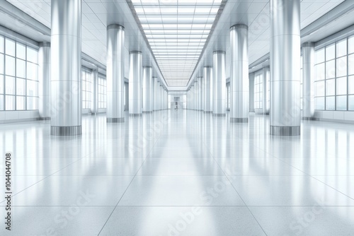 Large, empty, white room with a lot of windows