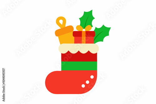 Christmas sock icon vector illustration.