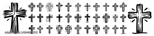 set of cross religion christ symbol religious,