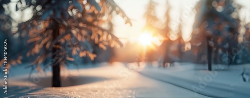 Snowy Forest at Sunset