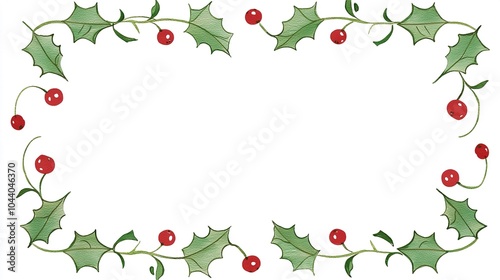 Festive holly and berry border design perfect for holiday invitations or cards during the winter season