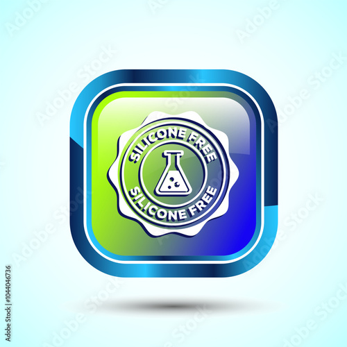 Silicone free icon design illustration, Best Silicone free sign, symbol, Glossy Square Button Design