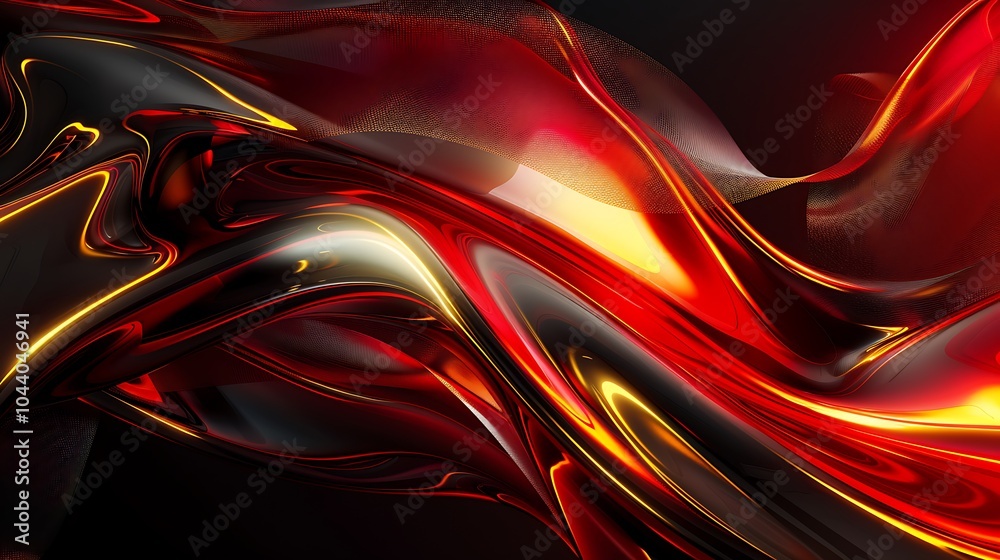 Obraz premium Vibrant Abstract Digital Art with Flowing Waves, Neon Lights, and Futuristic Fluid Design Elements