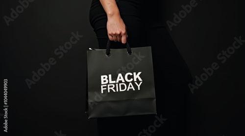 Black Friday Concept. Black Shopping Bag.  photo