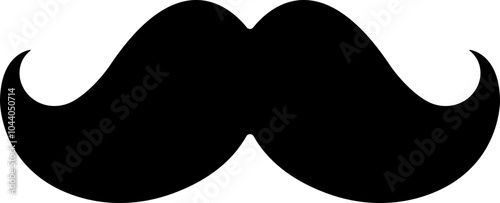 Mustache Black silhouette icon in flat. Symbol of Father day man mustaches Vector for apps or website Moustache for men face whisker tendril isolated on transparent background.