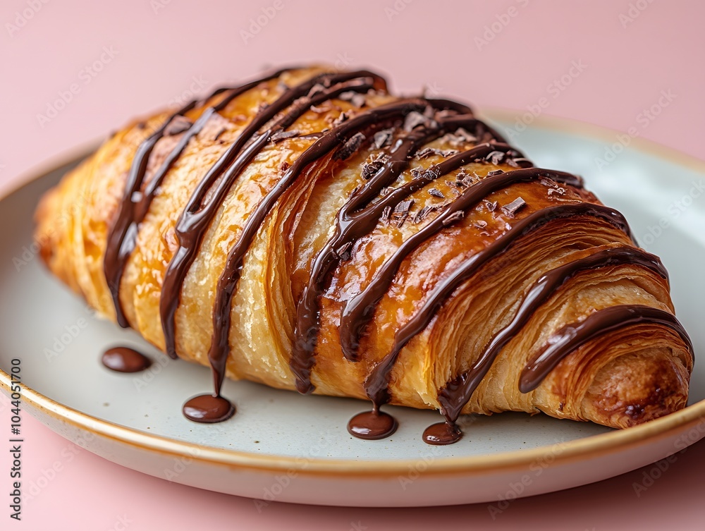 Chocolate croissant with melted chocolate filling Chocolate croissant with melted chocolate filling